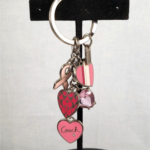 Coach BCA Breast Cancer Awareness Pink Multi Mix Crystal Enamel Keychain Charms - Picture 4 of 16